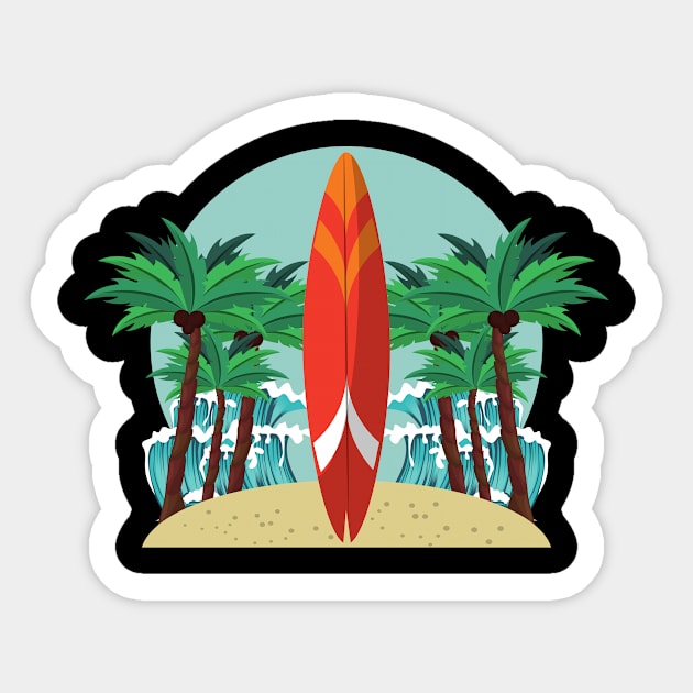 surfboards standing at sunrise | Gift idea Sticker by French Culture Shop